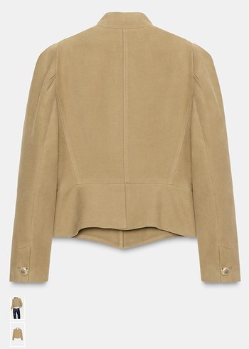 Bej Süet Düğmeli Kadın Ceket - Görsel 2