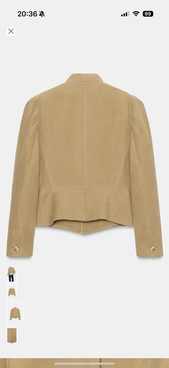 Bej Süet Düğmeli Kadın Ceket - Görsel 2