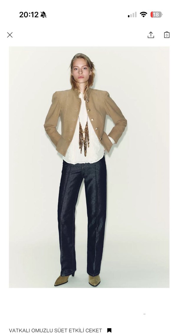Bej Süet Düğmeli Kadın Ceket - Görsel 3