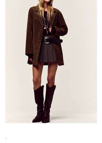 Kahverengi Süet Kemerli Midi Etek - Görsel 3