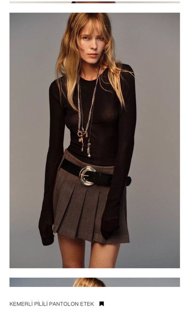 Kahverengi Süet Kemerli Midi Etek - Görsel 4