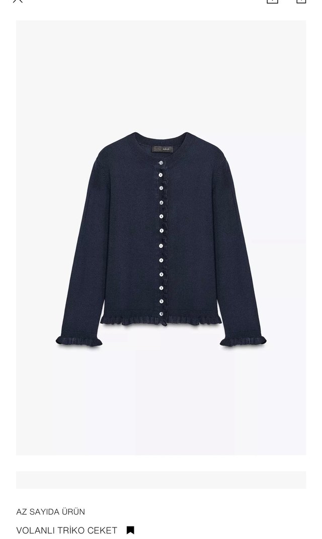 Düğmeli Uzun Kollu Koyu Mavi Kadın Hırka - Görsel 2