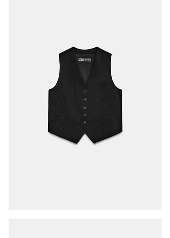 Düğmeli Siyah V Yaka Kadın Yelek - Görsel 2