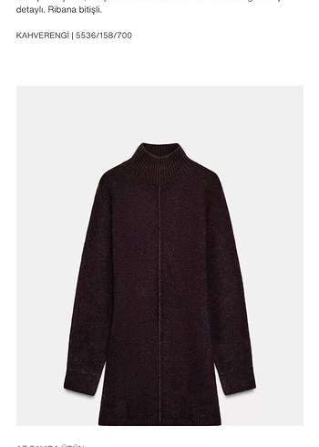 Bordo Yüksek Yakalı Salaş Triko Elbise - Görsel 2