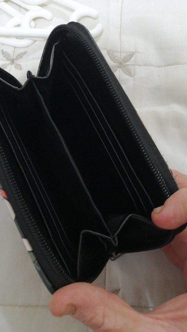 Kadın Kahverengi Baskılı Deri Fermuarlı Cüzdan - Görsel 2