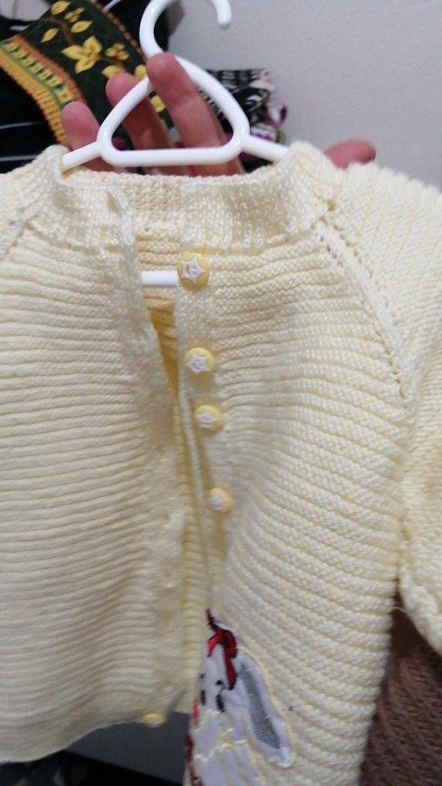 Nakışlı Beyaz Kız Çocuk Triko Hırka - Görsel 2