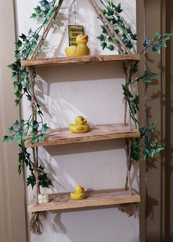 Sarı Sarkaçlı Ahşap Raf ve Dekor - Görsel 2