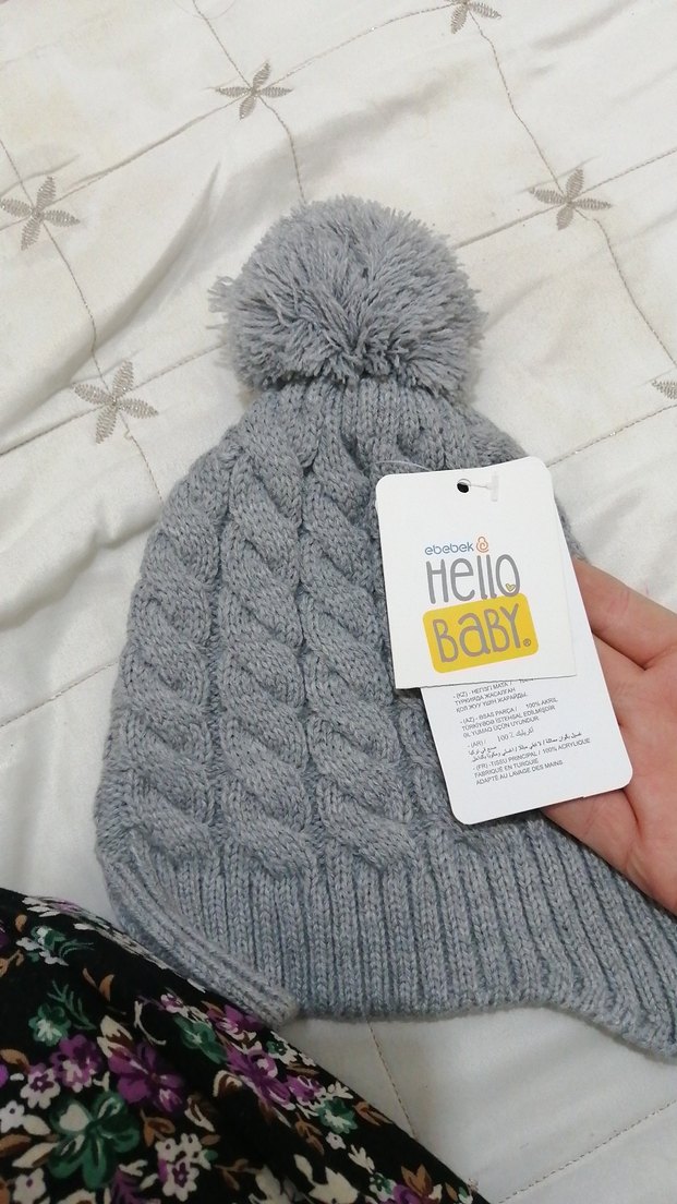 Gri Örgü Kadın Bere Ponponlu - Görsel 2