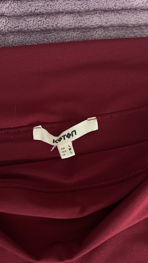 Bordo Madonna Yaka Kadın Bluz, Uzun Kollu, Tek Renk - Görsel 2