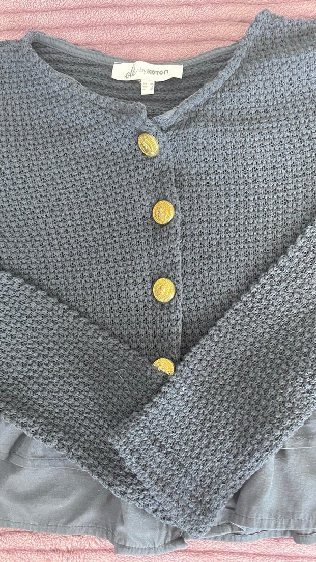 Düğmeli Lacivert Hırka - Görsel 3