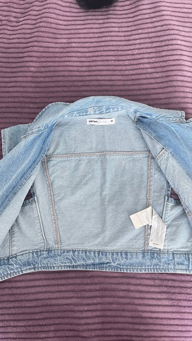 Düğmeli Kolsuz Mavi Denim Ceket - Görsel 3