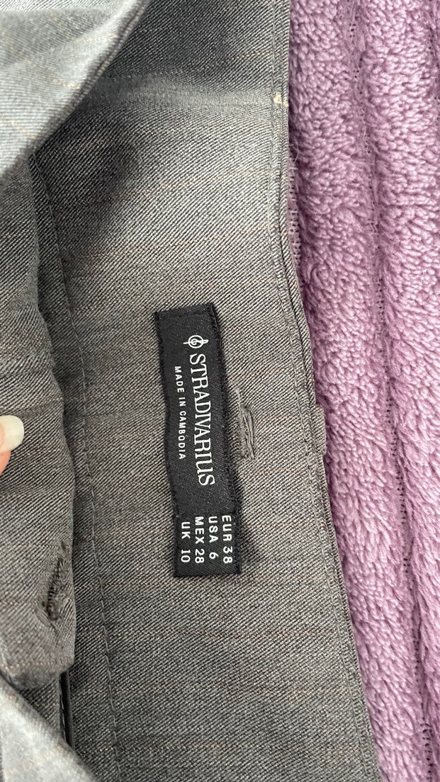 Gri Stradivarius Kadın Kumaş Pantolon - Görsel 3