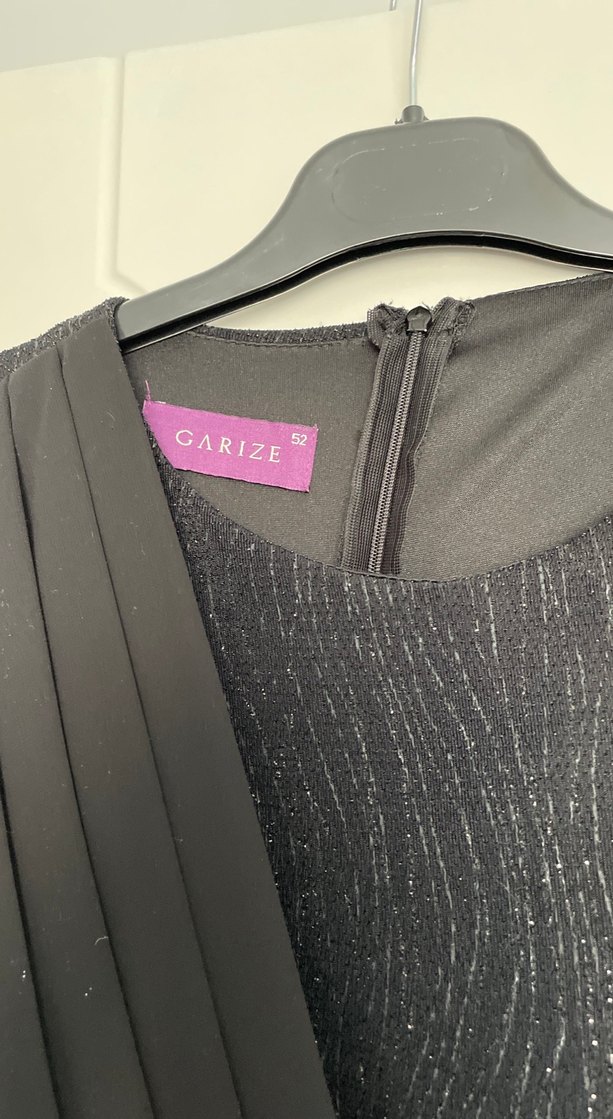 Uzun Kollu Siyah Drapeli Kadın Abiye Elbise - Görsel 3