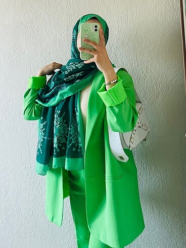 s Beden yeşil Renk Blazer takım