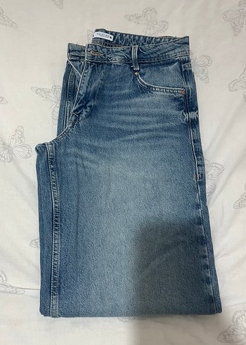 Mavi Bol Kesim Kadın Kot Pantolon - Görsel 2