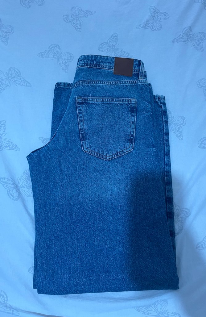 Mavi Bol Kesim Kadın Kot Pantolon - Görsel 3