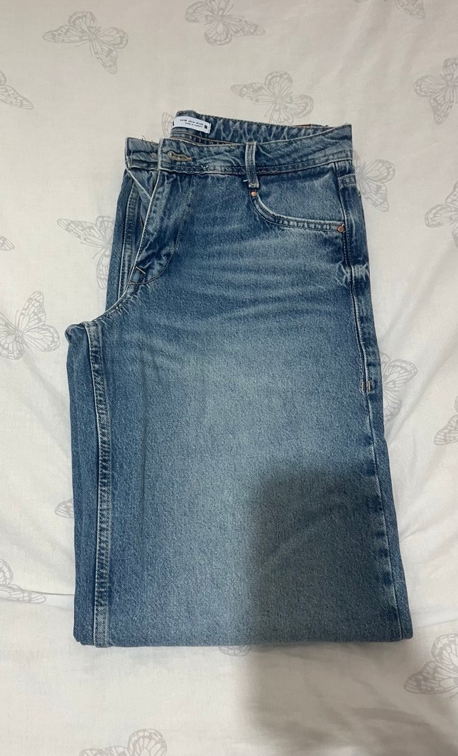 Mavi Bol Kesim Kadın Kot Pantolon - Görsel 2