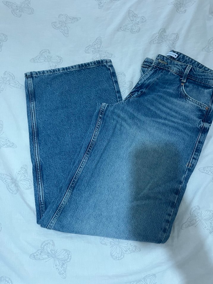 Mavi Bol Kesim Kadın Kot Pantolon - Görsel 4