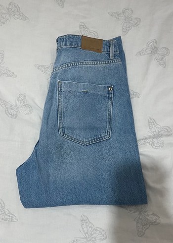 Mavi Bilek Boy Rahat Kesim Kadın Kot Pantolon - Görsel 3