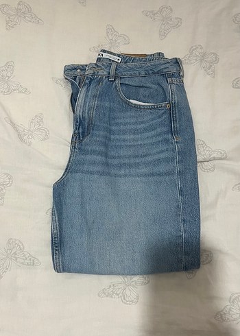 Mavi Bilek Boy Rahat Kesim Kadın Kot Pantolon - Görsel 2