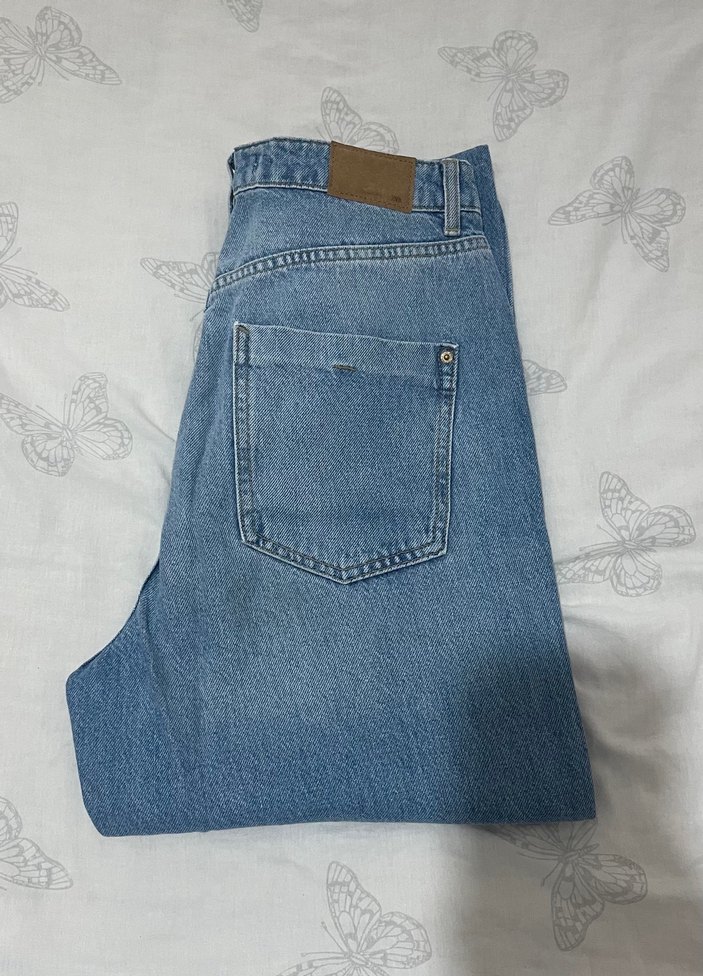 Mavi Bilek Boy Rahat Kesim Kadın Kot Pantolon - Görsel 3