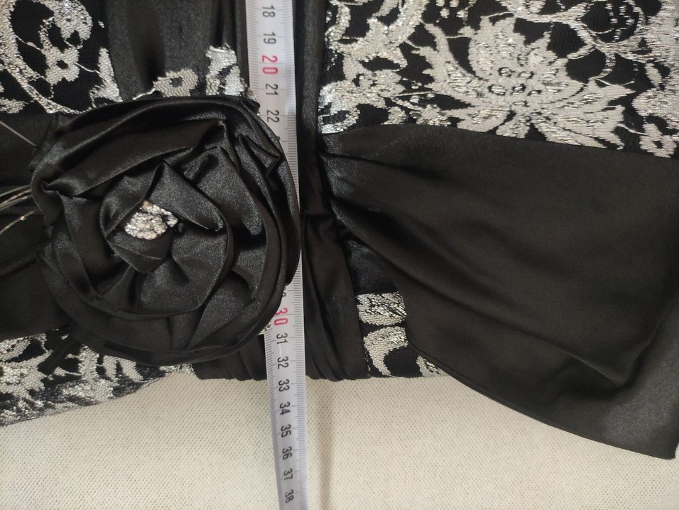 Siyah Dantel Desenli Straplez Uzun Abiye Elbise - Görsel 5