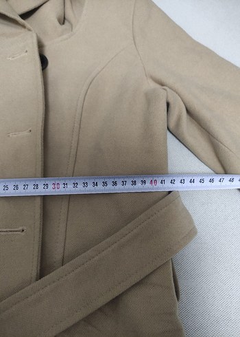 Düğmeli Bej Süet Kadın Kaban - Görsel 2