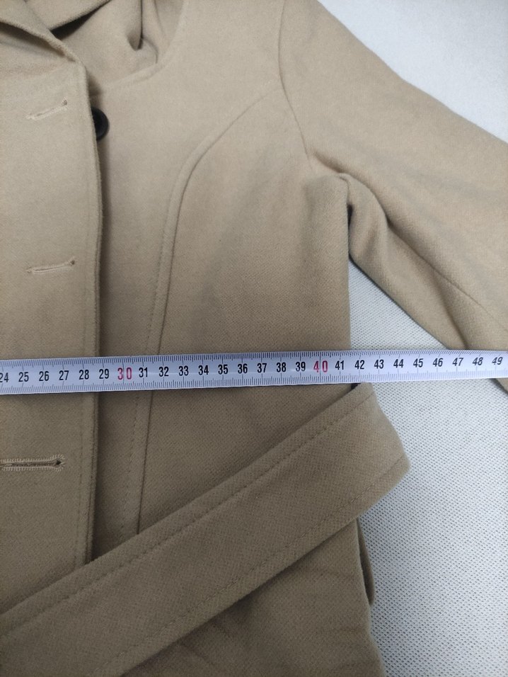 Düğmeli Bej Süet Kadın Kaban - Görsel 2