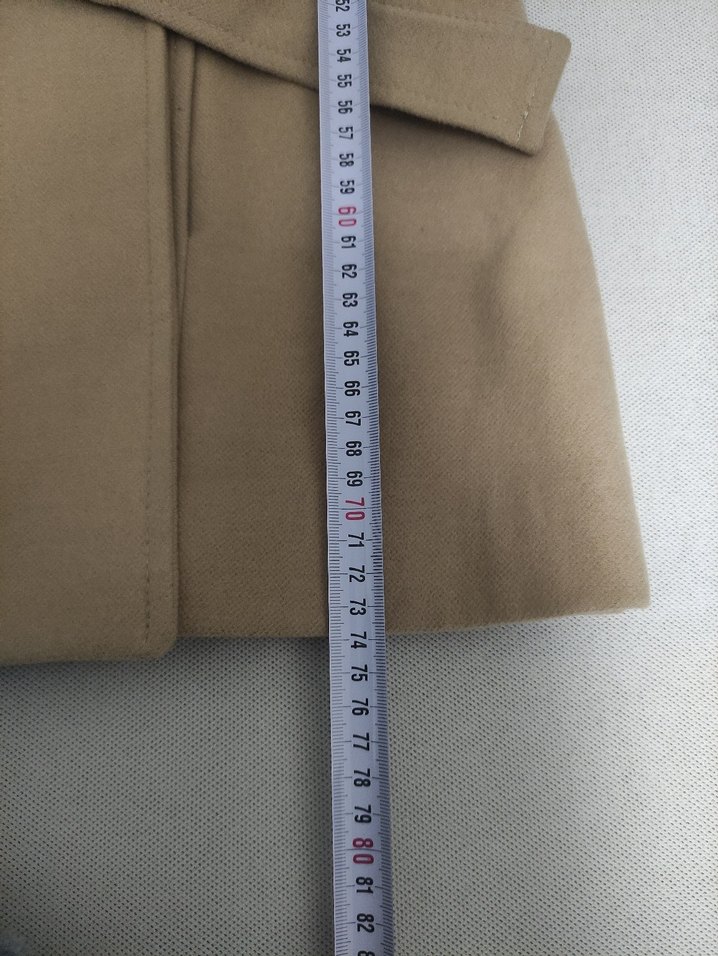 Düğmeli Bej Süet Kadın Kaban - Görsel 3