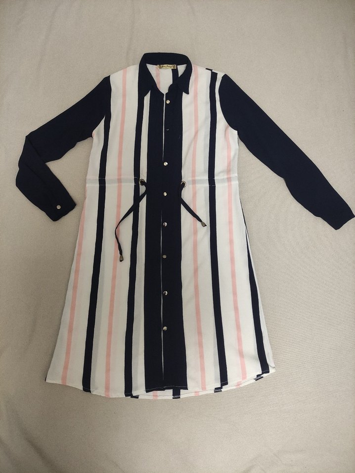 Çizgili Uzun Kollu Kadın Tunik - Görsel 2