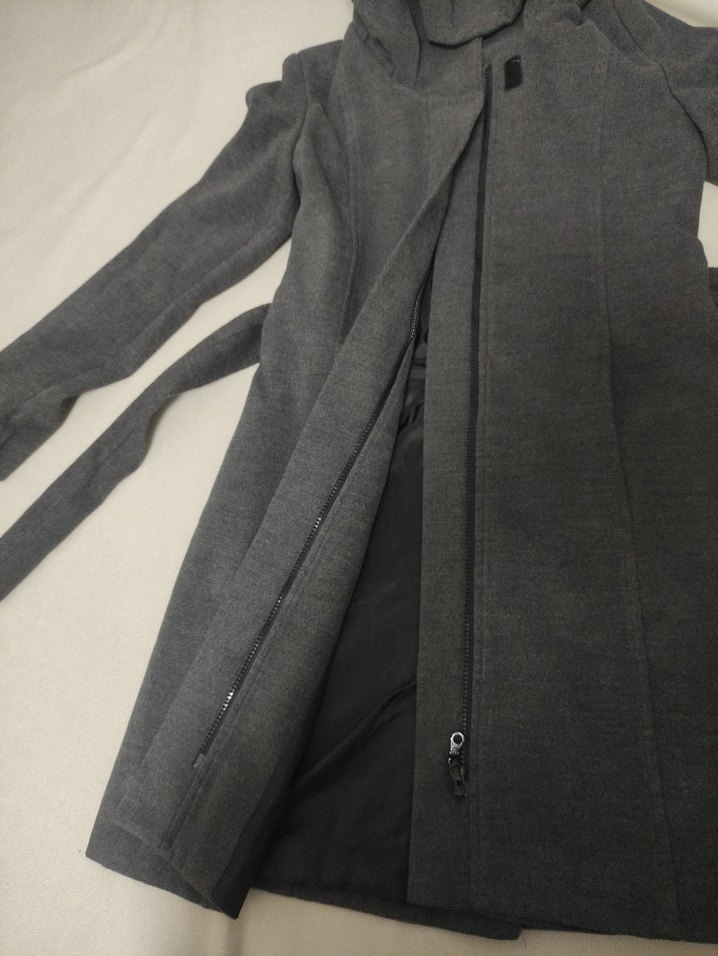 Kapüşonlu Antrasit Kaban - Görsel 3