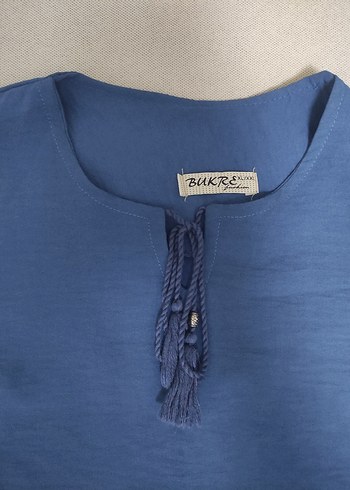 Düğmeli Lacivert Kadın Bluz - Görsel 2