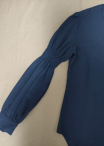 Düğmeli Lacivert Kadın Bluz - Görsel 3