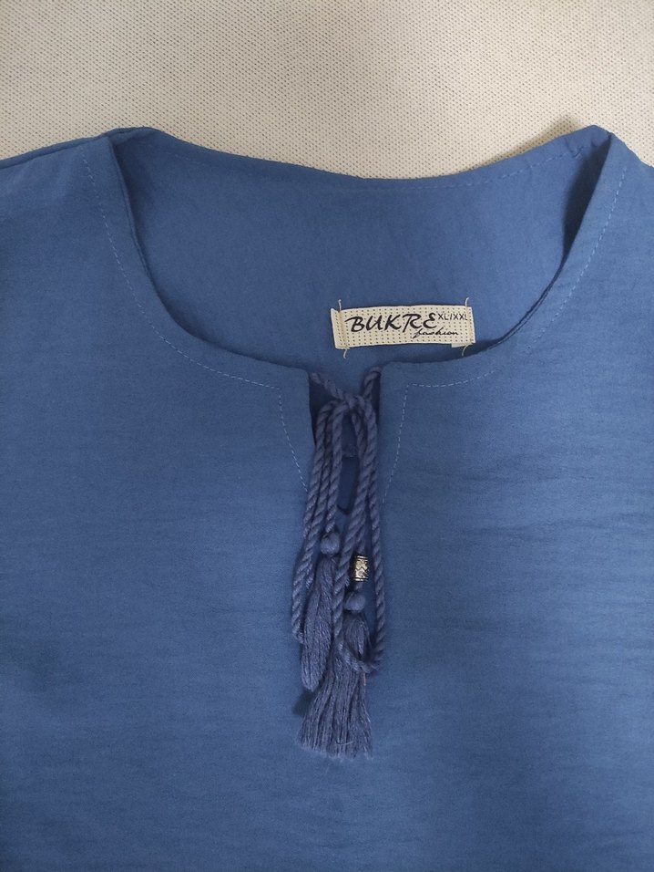 Düğmeli Lacivert Kadın Bluz - Görsel 2