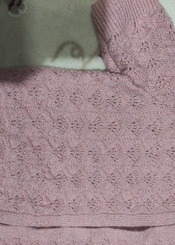 Pembe Bohem Mini Örgü Kadın yelek - Görsel 2