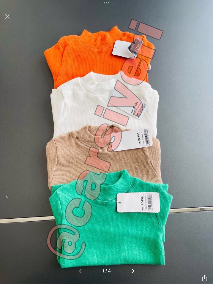 Çocuklar için renkli, düz, uzun kollu içlik - Görsel 3