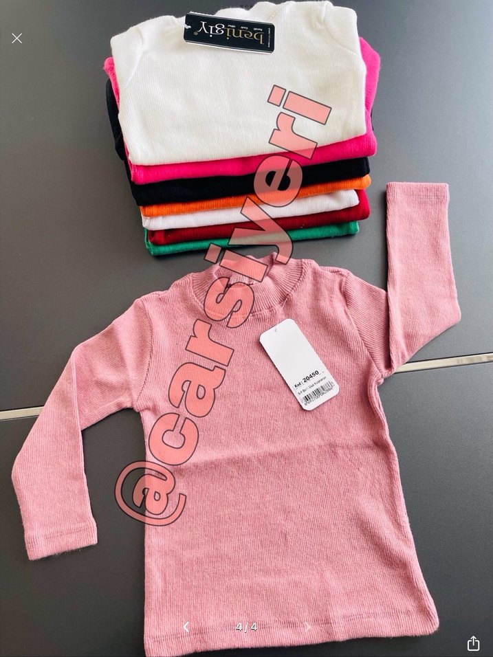 Çocuk Uzun Kollu Düz Renk İçlik - Görsel 3