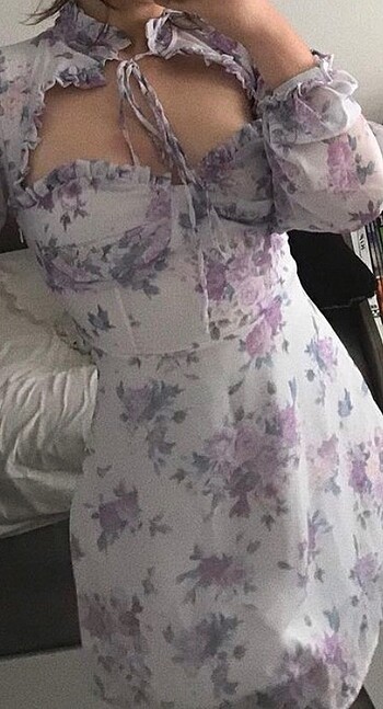m Beden Lila Mini Elbise