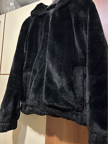 Siyah Peluş mont
