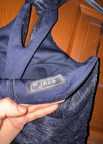 Parlak Lacivert Drapeli Uzun Abiye Elbise - Görsel 7