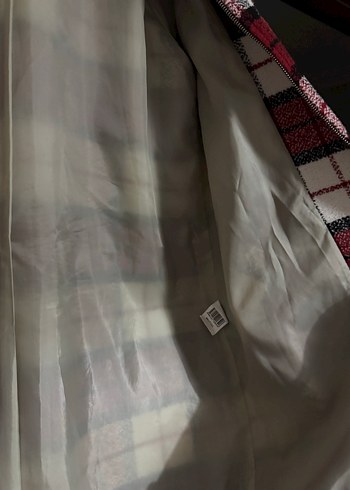 Bordo Ekose Desenli Uzun Kollu Kadın Kaban - Görsel 5