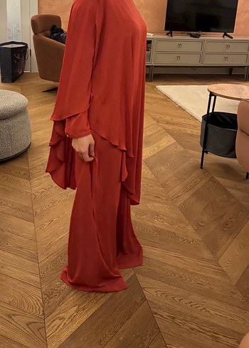 Kadın turuncu Salaş Uzun Kollu tulum - Görsel 3