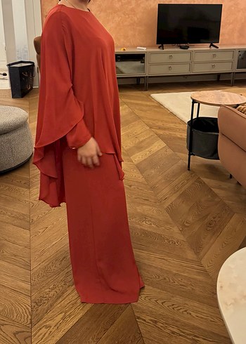 Kadın turuncu Salaş Uzun Kollu tulum - Görsel 2