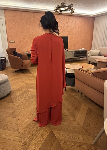 Kadın turuncu Salaş Uzun Kollu tulum - Görsel 5