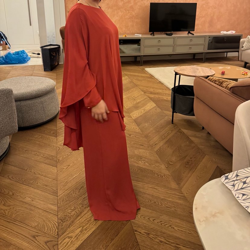 Kadın turuncu Salaş Uzun Kollu tulum - Görsel 2