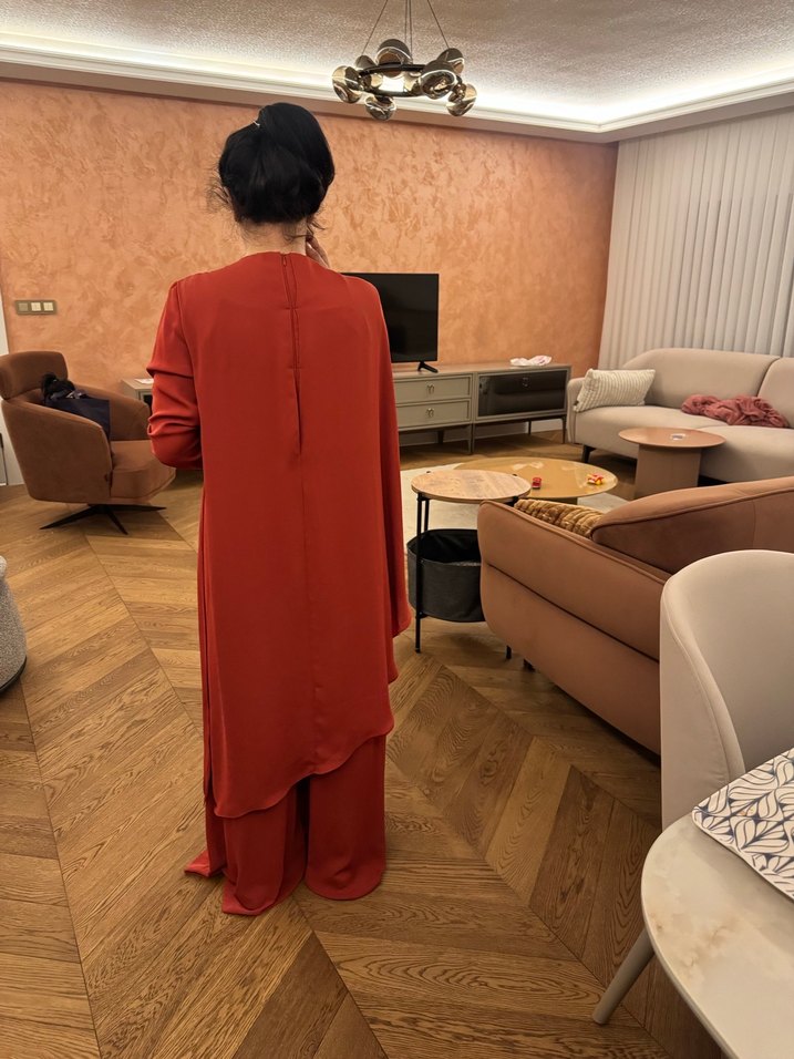 Kadın turuncu Salaş Uzun Kollu tulum - Görsel 4