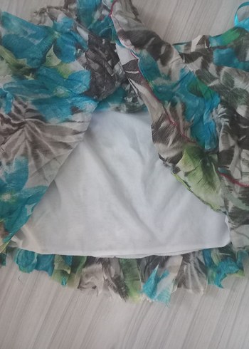 m Beden çeşitli Renk Çiçek Desenli Fırfırlı Mini Etek