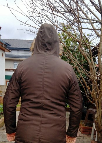 Kürk Detaylı Kahverengi Erkek Mont - Görsel 5