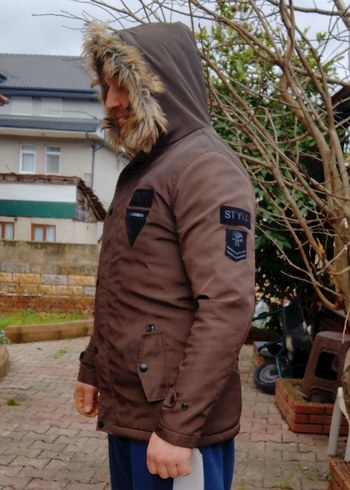 Kürk Detaylı Kahverengi Erkek Mont - Görsel 6