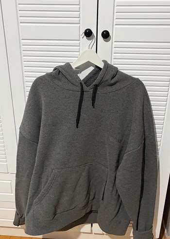 Gri Kapüşonlu Oversize Sweatshirt